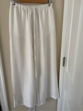 Flowy White Wide-Leg Drawstring Pants